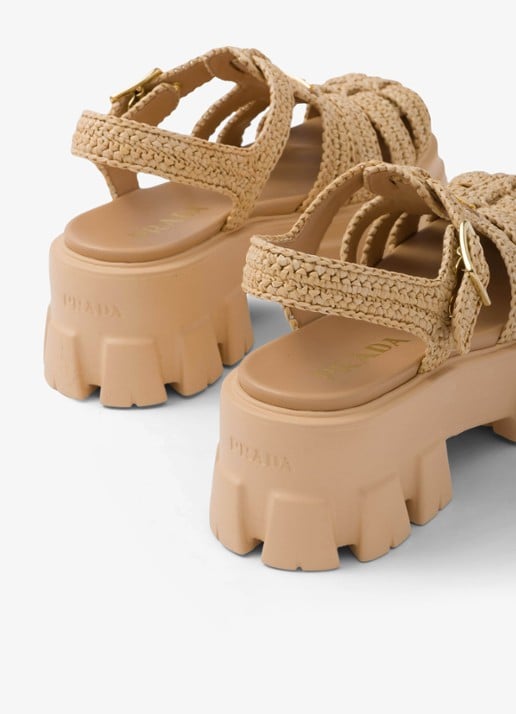 Prada Monolith sandaal met logo - detail 7 beige