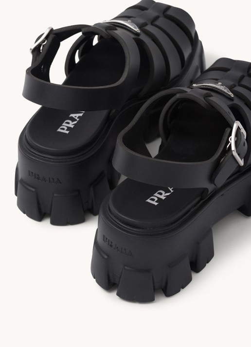 Prada Monolith sandaal van rubber met logo - detail 6 zwart