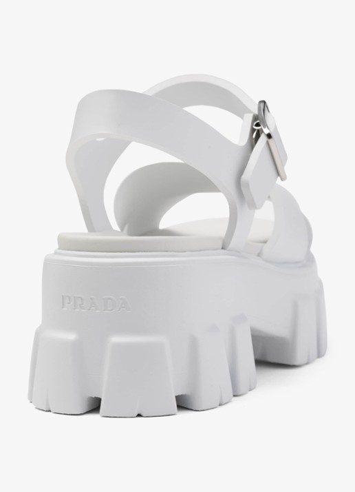 Prada Monolith sandaal van rubber met logo - detail 6 wit