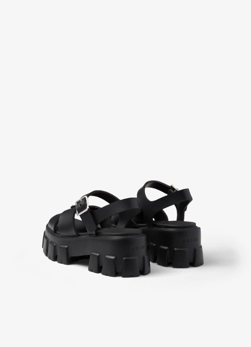 Prada Monolith sandaal van rubber met logo - achterkant 5 zwart