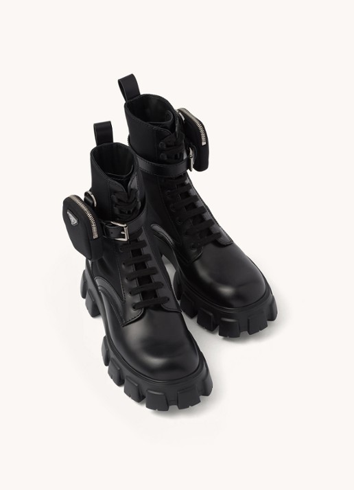 Prada Monolith veterboot van leer - achterkant 3 zwart