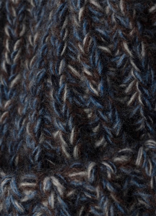 Prada Mouliné kabelgebreide muts van kasjmier met gemêleerd dessin - detail 2 blauwgrijs