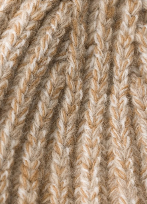 Prada Mouliné ribgebreide muts in kasjmierblend met gemêleerd dessin - detail beige