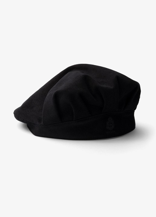 Prada Muts van corduroy met logoborduring - voorkant 2 zwart