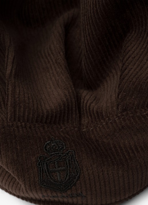 Prada Muts van corduroy met logoborduring - detail bruin