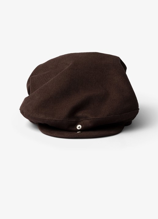 Prada Muts van corduroy met logoborduring - voorkant 3 bruin