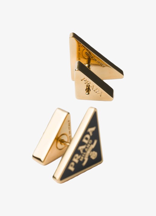 Prada Oorstekers met logo - detail zwart