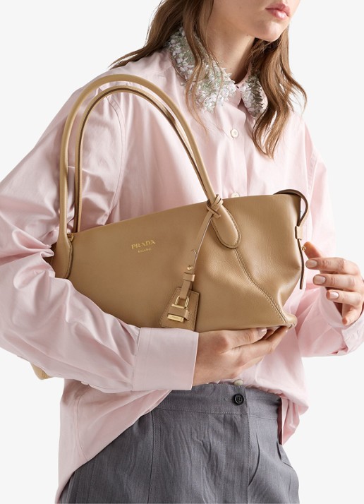 Prada Ouvert Large schoudertas van kalfsleer - detail 4 beige