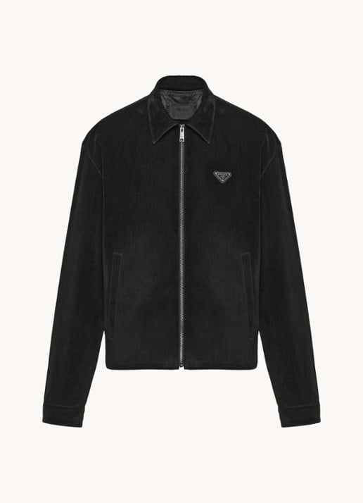 Prada Overshirt met logo en steekzakken - voorkant zwart