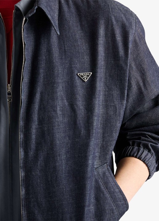Prada Overshirt van chambray met steekzakken - detail 3 indigo