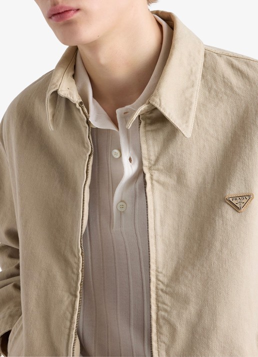 Prada Overshirt van denim met steekzakken - detail 4 beige