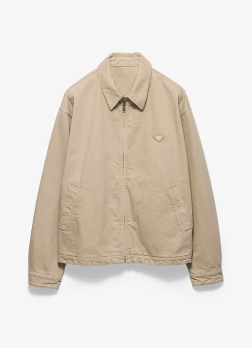 Prada Overshirt van denim met steekzakken - voorkant beige