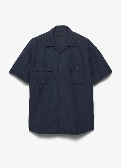 Prada Oversized fit overhemd in linnenblend - voorkant 2 blauw