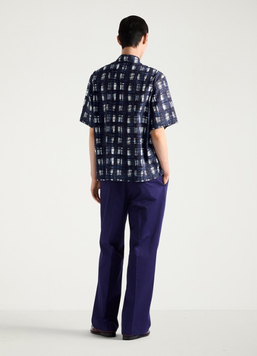 Prada Oversized fit overhemd met ruitdessin - achterkant donkerblauw