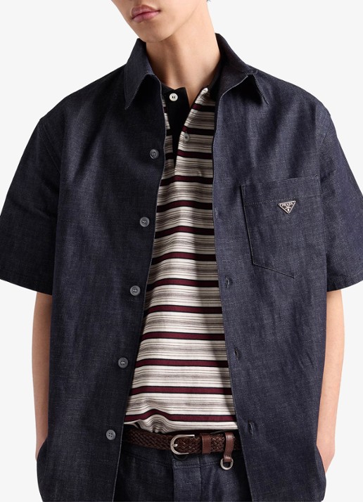 Prada Oversized fit overhemd van chambray met borstzak