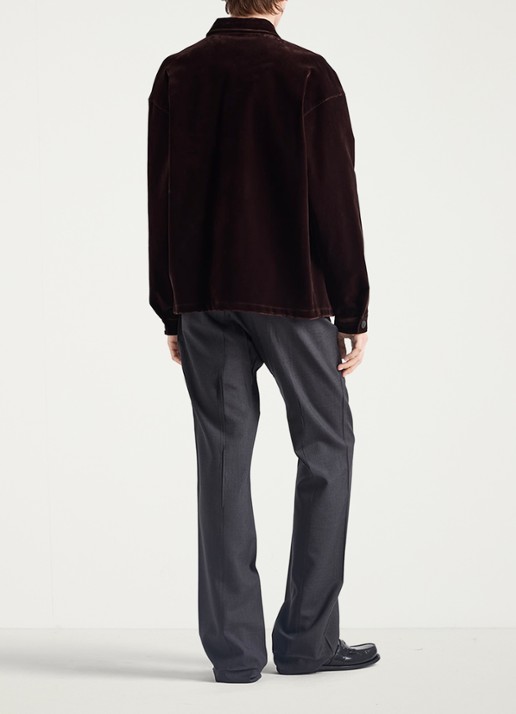 Prada Oversized fit overshirt met borstzak - achterkant donkerbruin