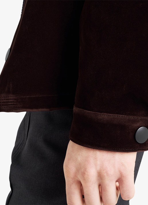 Prada Oversized fit overshirt met borstzak - detail 6 donkerbruin