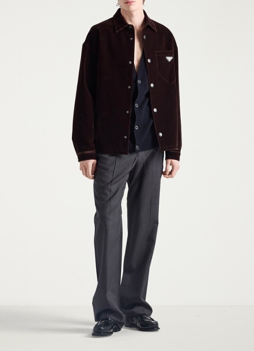 Prada Oversized fit overshirt met borstzak - voorkant 3 donkerbruin