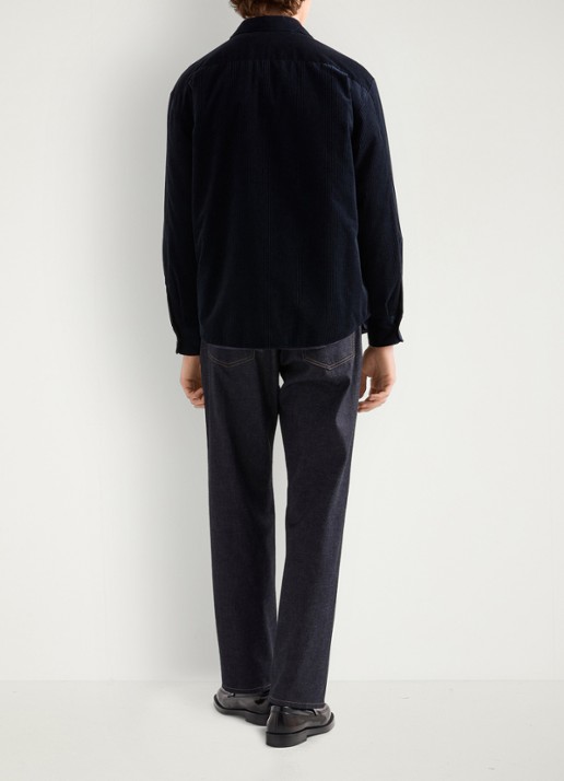 Prada Oversized fit overshirt van corduroy met borstzak - achterkant 6 donkerblauw
