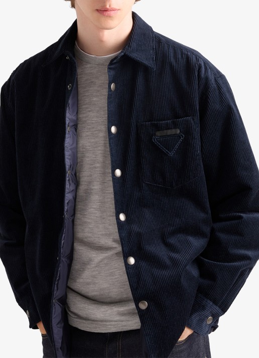 Prada Oversized fit overshirt van corduroy met borstzak