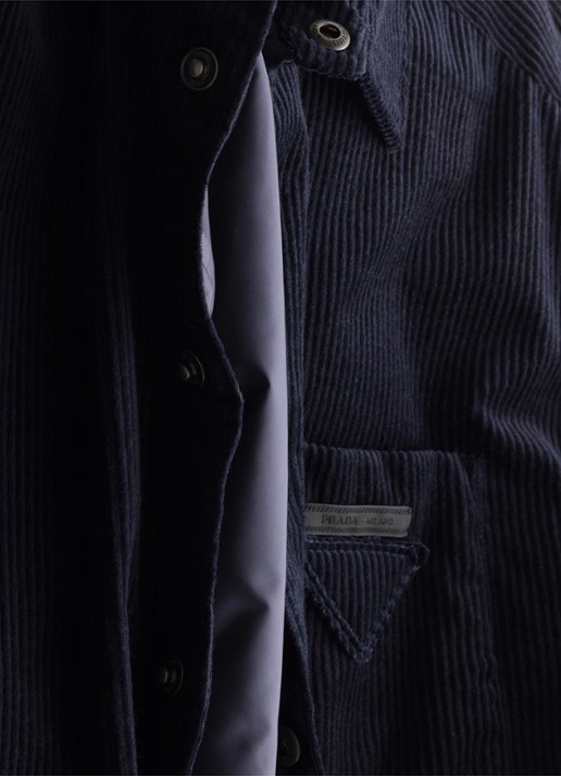 Prada Oversized fit overshirt van corduroy met borstzak - detail 5 donkerblauw