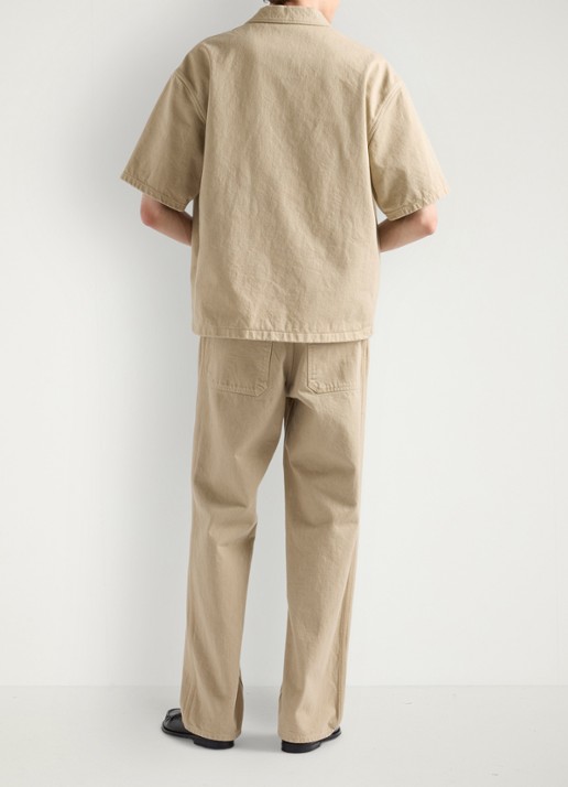 Prada Oversized fit overshirt van denim met borstzak - achterkant 3 beige