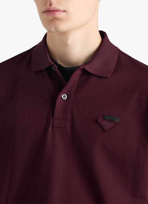 Prada Oversized fit polo met contrast - detail 5 bordeauxrood