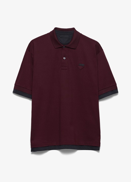 Prada Oversized fit polo met contrast - voorkant 2 bordeauxrood