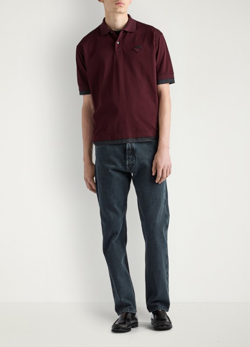 Prada Oversized fit polo met contrast - voorkant 3 bordeauxrood