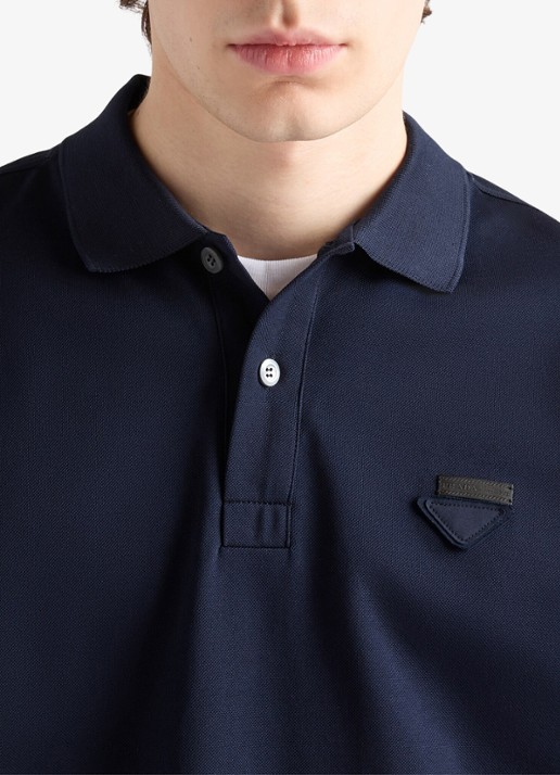 Prada Oversized fit polo met contrast - detail 4 blauw