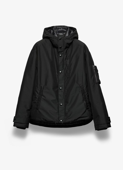 Prada Oversized gewatteerde jas met donsvulling en ritszakken
