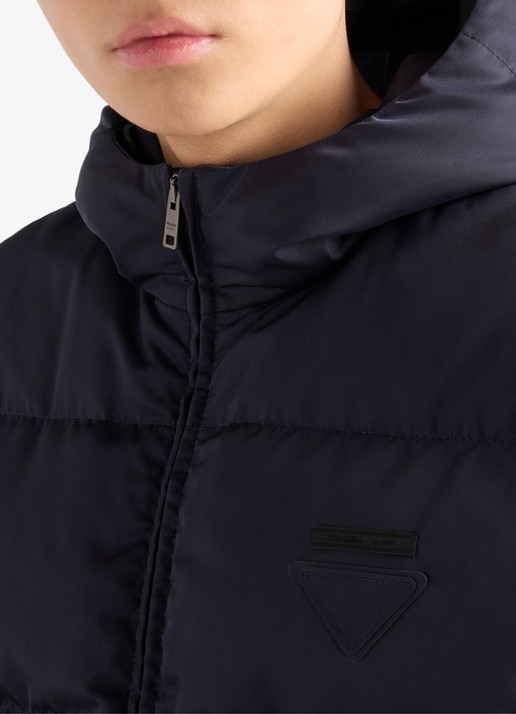 Prada Oversized puffer jack met donsvulling - detail 3 donkerblauw