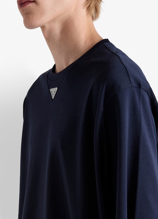 Prada Oversized T-shirt met logo - detail donkerblauw