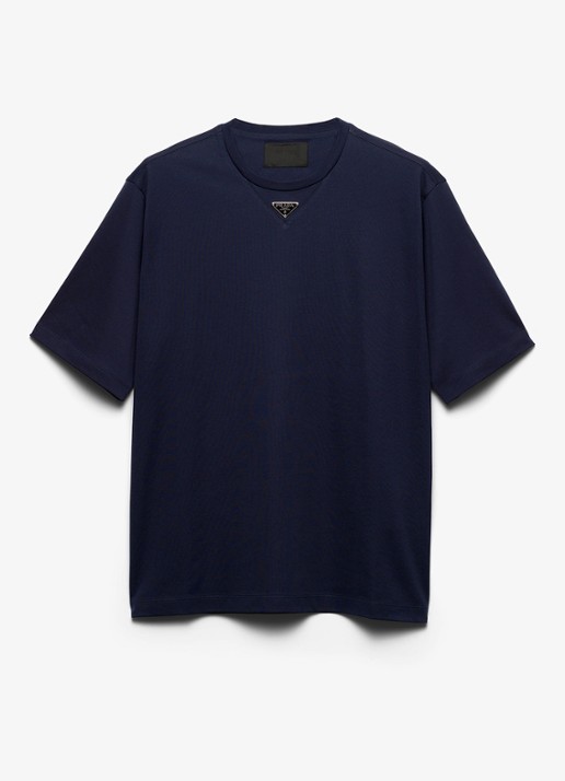 Prada Oversized T-shirt met logo - voorkant 3 donkerblauw