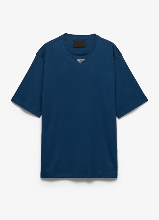 Prada Oversized T-shirt met logo - voorkant 4 blauw