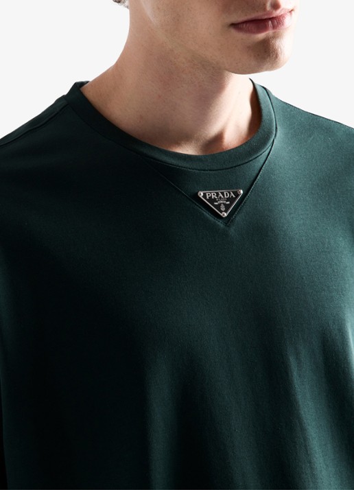 Prada Oversized T-shirt met logo - voorkant 3 donkergroen