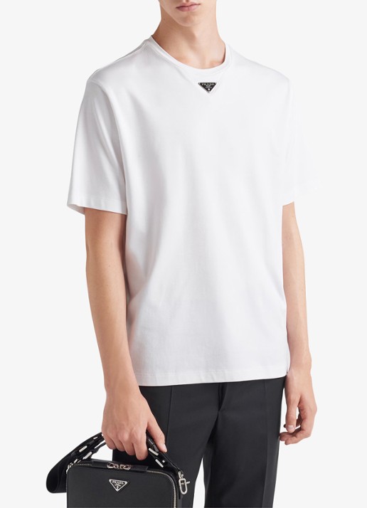 Prada Oversized T-shirt met logo - detail 4 wit