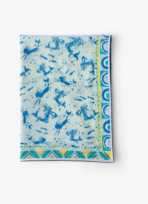 Prada Pareo met print 140 x 90 cm - voorkant 3 blauw