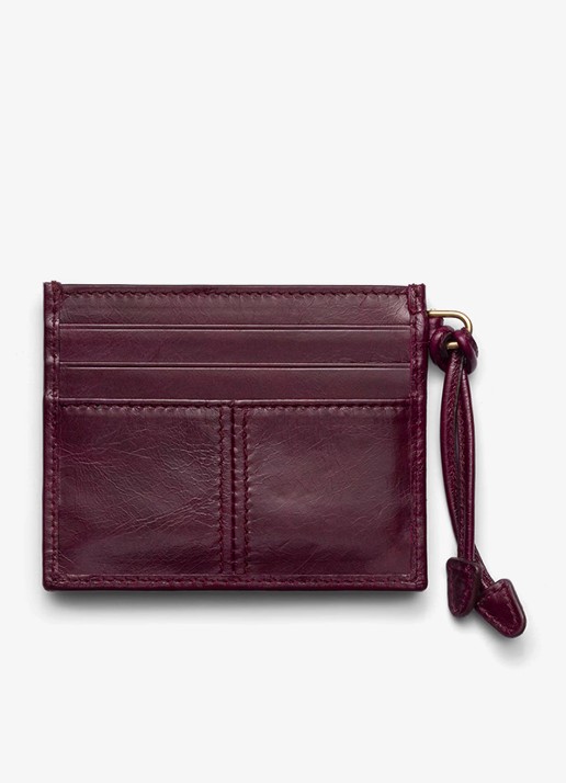 Prada Pasjeshouder van kalfsleer met logo - achterkant bordeauxrood