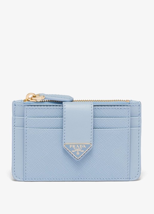 Prada Pasjeshouder van kalfsleer - voorkant 2 lichtblauw