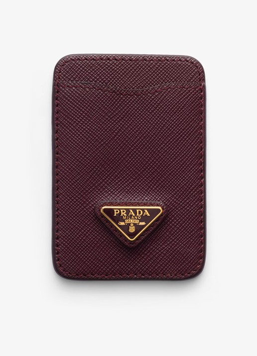 Prada Pasjeshouder van kalfsleer - voorkant bordeauxrood