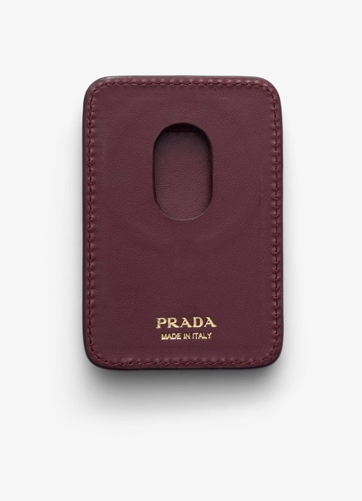 Prada Pasjeshouder van kalfsleer - voorkant 2 bordeauxrood
