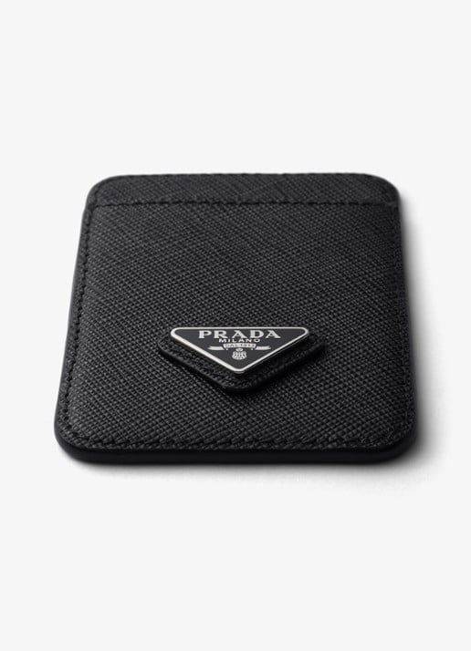 Prada Pasjeshouder van leer met logo voor MagSafe - detail zwart