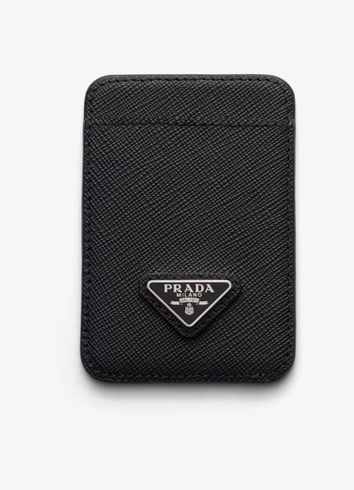 Prada Pasjeshouder van leer met logo voor MagSafe