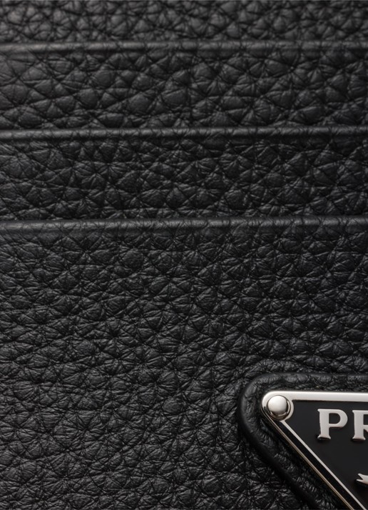 Prada Pasjeshouder van leer met logo - detail zwart