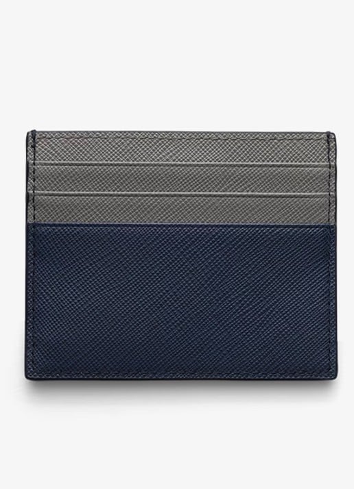 Prada Pasjeshouder van leer met logo - voorkant 3 donkerblauw