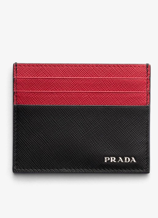 Prada Pasjeshouder van leer met logo - voorkant 5 zwart