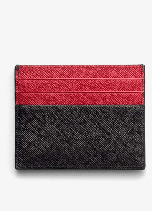 Prada Pasjeshouder van leer met logo - voorkant 6 zwart