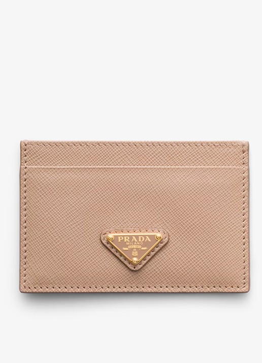Prada Pasjeshouder van leer - voorkant 3 beige