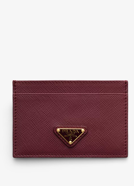 Prada Pasjeshouder van leer - voorkant bordeauxrood
